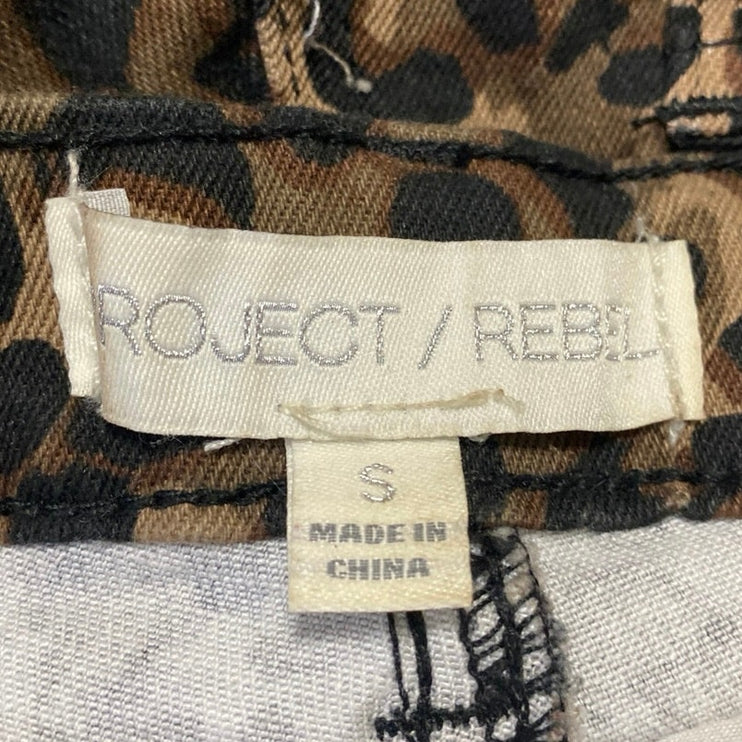 Project Rebel Tan Black Leopard High Waisted Wide Leg Baggy Trousers Pants Sz S