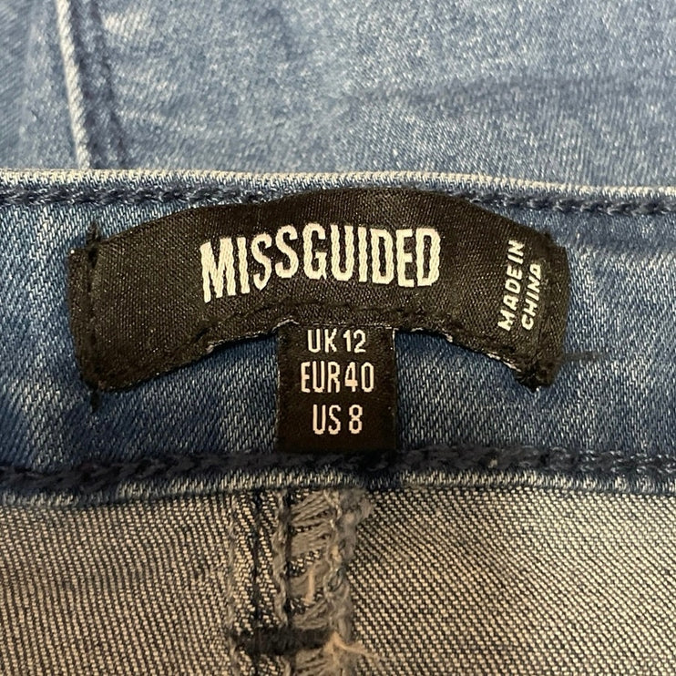 Missguided Women's Blue Low Waist Pockets Mini Denim Jeans Pencil Skirt Size 8