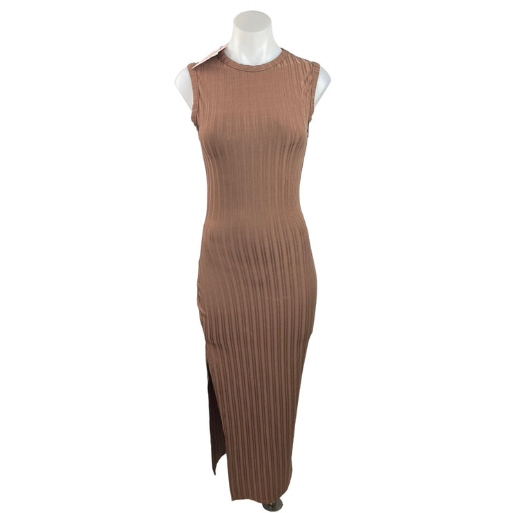 PrettyLittleThings Women's Brown Sleeveless Crew Neck Long Bodycon Maxi Dress 4