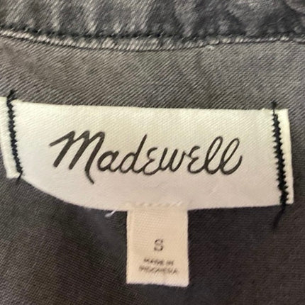 Madewell Women's Gray Puff Short Sleeve Denim Jeans Peplum Blouse Top Size S
