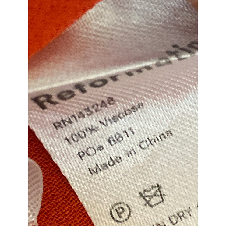 Reformation Womens Oopsie Daisy Carina Red Floral Midi Flare A-Line Wrap Dress S