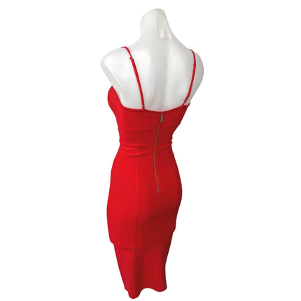 BCBGMAXAZRIA Red Sleeveless Bandage Cami Camisole Midi Bodycon Tank Dress XS