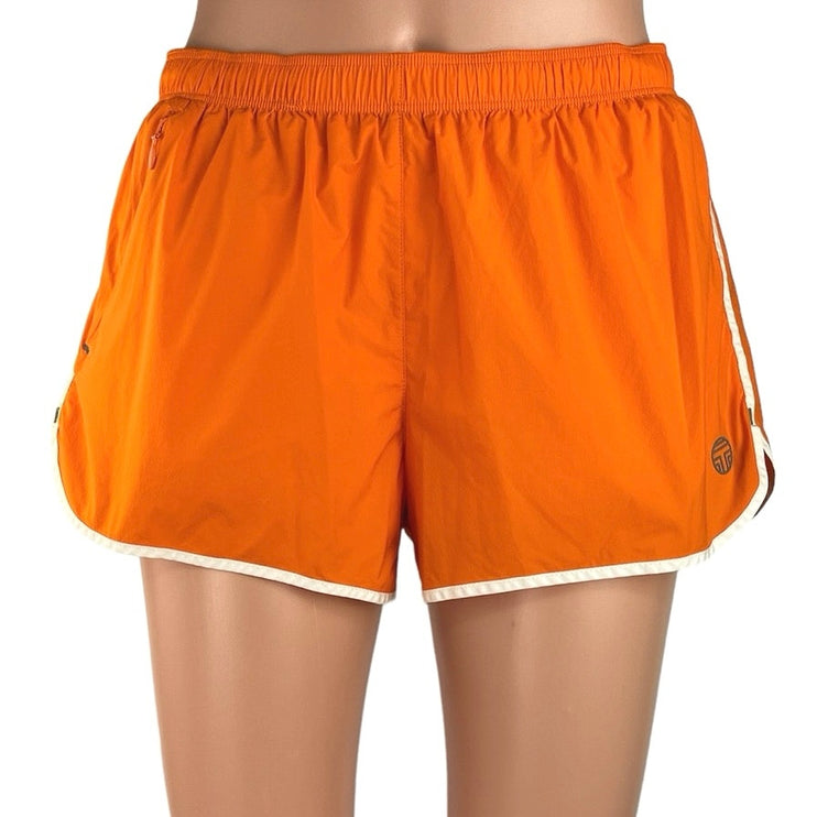 Tory Burch Sport Orange Pull On Mid Rise Stretch Workout Athletic Short Size S