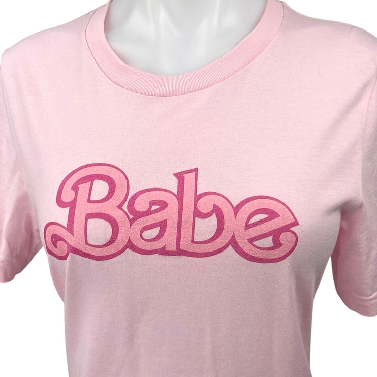 Bella Canvas Women's Pink Babe Short Sleeve Pullover Graphic Tee T-Shirt Top S
