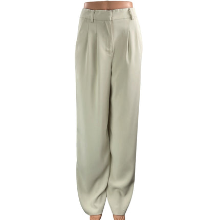 French Connection Women White Ivory Pleated High Rise Wide Leg Trousers Pants 28