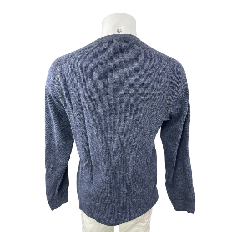 Wallace & Barnes Mens Blue Waffle Knit Long Sleeve Thermal Henley T Shirt Top XL