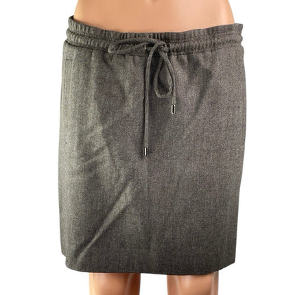 Kenneth Cole Gray Wool Drawstring Elastic Waist Mini Straight Pencil Skirt Sz XS