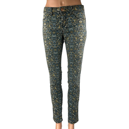 Stradivarius Womens Multicolor Floral Mid Rise Skinny Slim Fit Trousers Pants 4