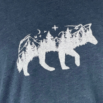 Greyson Men's Navy Blue Wolf Forest Graphic Short Sleeve T Shirt Tee Top Size L