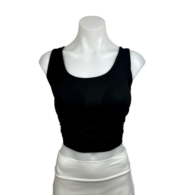 Summersalt NWT Black Convertible High Low Tie Scoop Neck Cropped Tank Top Sz XL