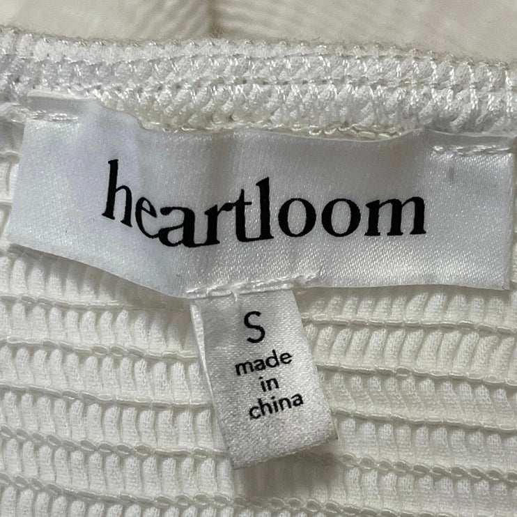 Heartloom White Embroidered Sleeveless Knit Hook Bustier Corset Crop Top Size S