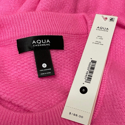 NEW Aqua Women's Pink Cashmere Long Sleeves Cropped Pullover Sweater Top Size S