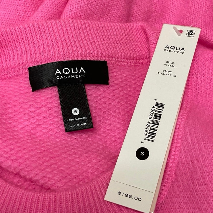 NEW Aqua Women's Pink Cashmere Long Sleeves Cropped Pullover Sweater Top Size S