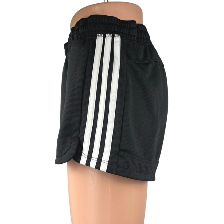 Adidas Black White 3-Striped Mid Rise Running Workout Athletic Shorts Size S