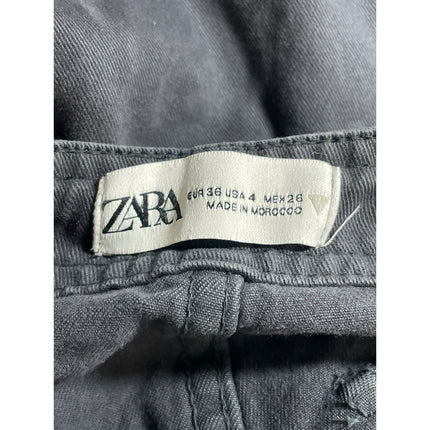Zara Women's Black High Waisted Wide Leg Utility Cargo Trousers Pants Size 4
