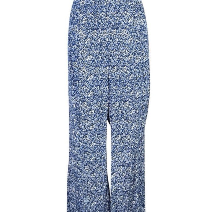 NEW Valija Cascals Blue High Waisted Front Slit Boho Wide Leg Trousers Pants L