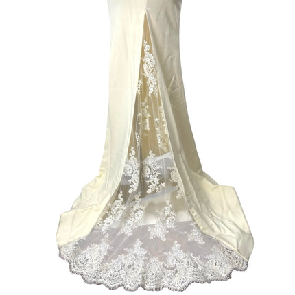 Portia & Scarlett Cream Beaded Embroidery Maxi Trumpet Mermaid Gown Dress Size S