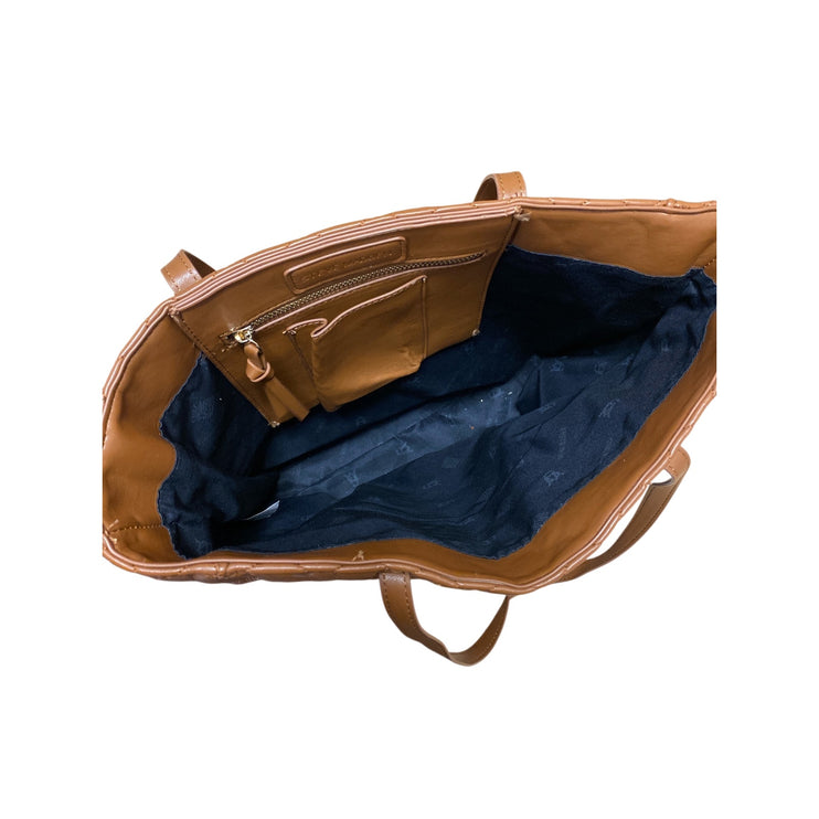 Steve Madden Bkimmy Womens Brown Quilted Faux Vegan Leather Tote Shoulder Bag OS