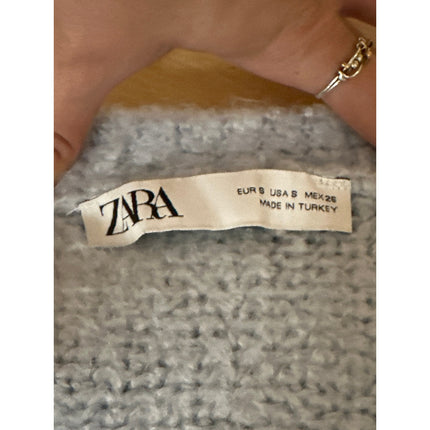 Zara Blue Yellow Embroidered Floral Long Sleeve Button Up Cardigan Sweater Top S