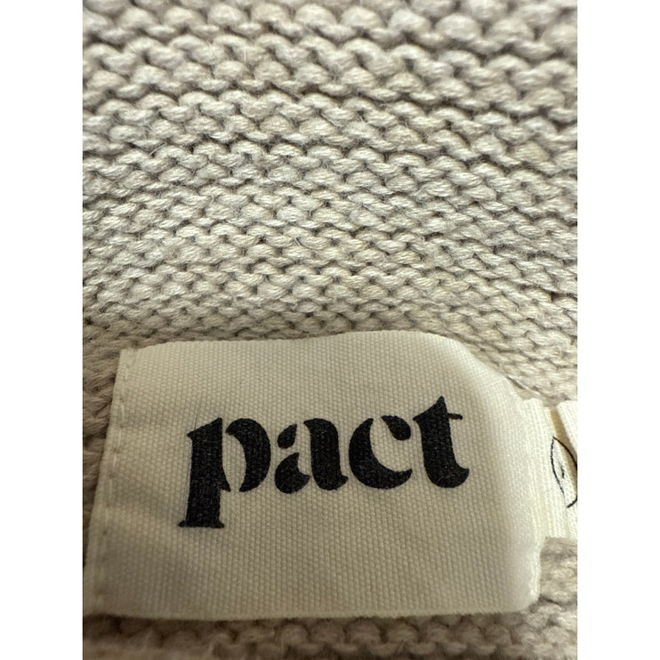 Pact Women's Cream Rib Knit High Neck Long Sleeve Oversized Sweater Top Size S