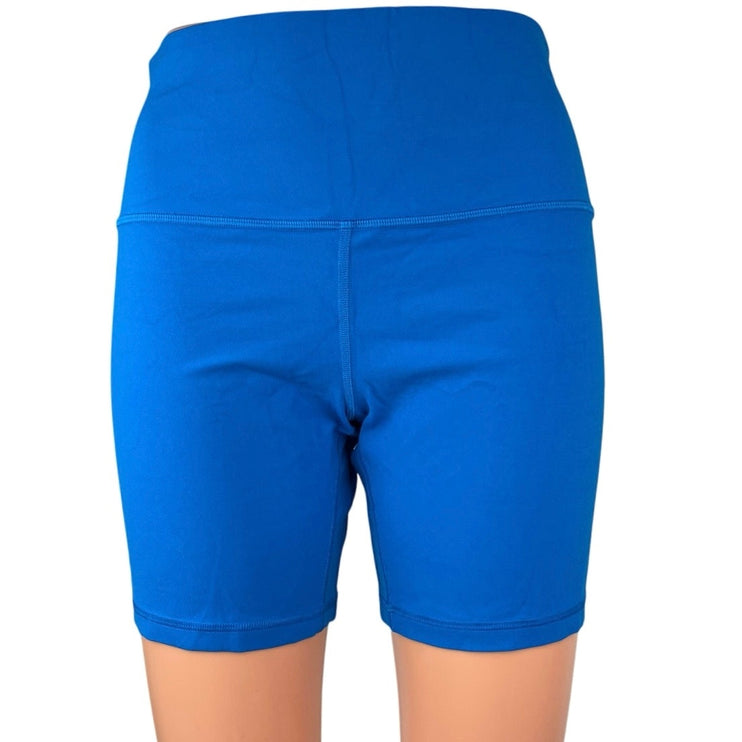 Lululemon Womens Blue High Waist Activewear Training Yoga Running Bike Shorts L