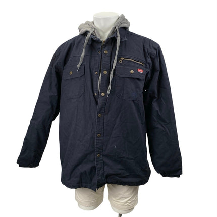 Wrangler Chore Bomber Men's Navy Blue Hooded Snap Workwear Coat Jacket Size XL