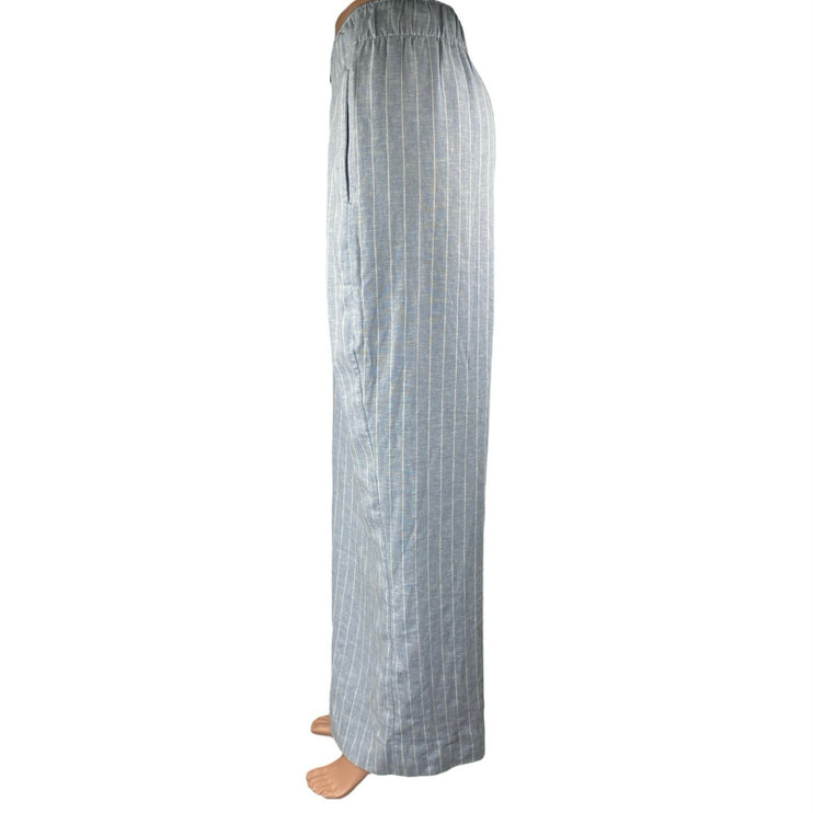 NEW Abercrombie & Fitch Blue Striped High Rise Wide Leg Trousers Pants Size XL