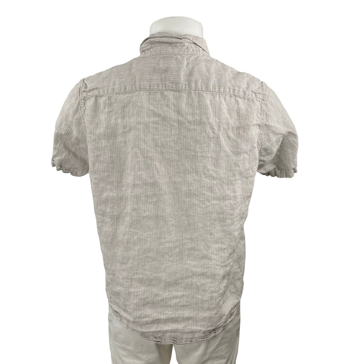 Everlane Men's Gray Pinstripe Short Sleeve Pocket Button Down Shirt Top Size L