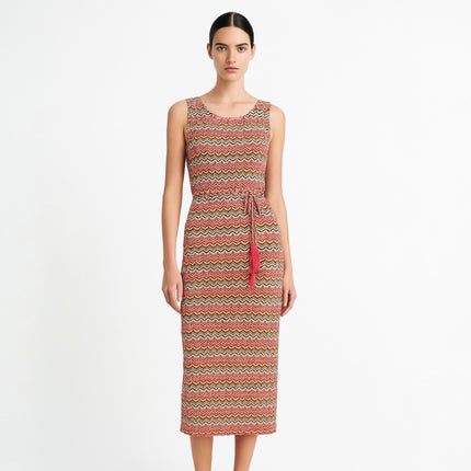 Anthropologie En Saison Multicolor Striped Abstract Sleeveless Blouson Dress M