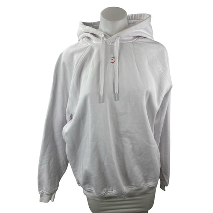 Gymshark Women's White I Love Squats Hoodie Hooded Graphic Sweatshirt Top Size S