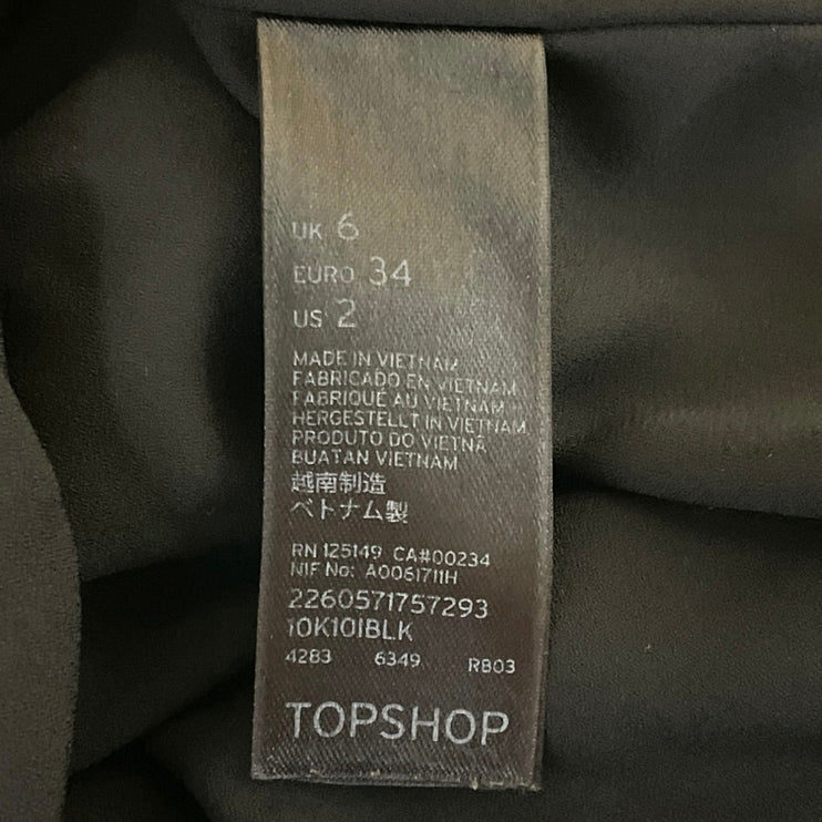 Topshop Women's Black Sleeveless Cami Camisole Tank V Neck Mini Dress Size 2