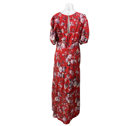 Maeve by Anthropologie Womens Red Short Puff Sleeves Floral Hi-Low Maxi Dress 16
