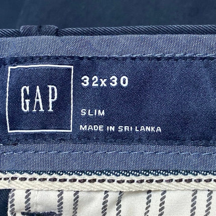 Gap Men's Blue Slim Straight Leg Mid Rise Chino Trousers Dress Pants Size 32x30