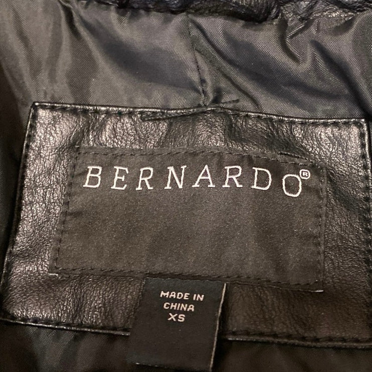 Bernardo Women's Black Faux Leather Vegan Long Sleeve Biker Motorcycle Jacket XS