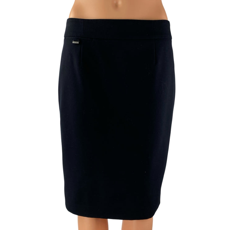 Calvin Klein Women's Black Zipper Fitted Knee-Length Straight Pencil Skirt Sz 4