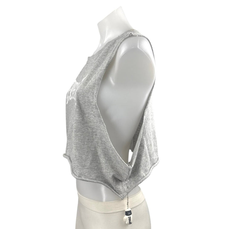Forever 21 Everlast Women's Gray Sleeveless Cropped Muscle Tee Tank Top Size L