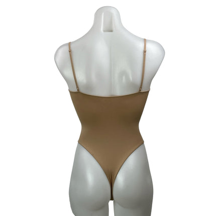 SKIMS Brown Tan Sleeveless Cami Camisole Seamless Sculpt Thong Bodysuit Size XS