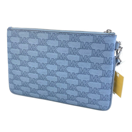 NEW Michael Kors Jet Blue MK Signature 2 In 1 Card Case Wristlet Clutch Bag