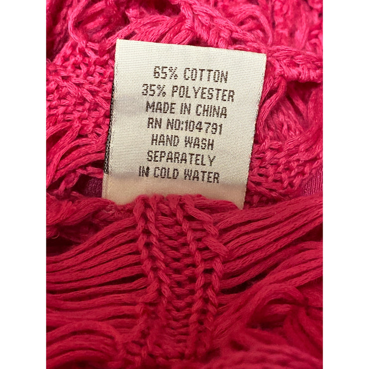 Advance Apparels Pink Crochet Knit Sleeveless Boho Mini Swing Tunic Dress Sz OS