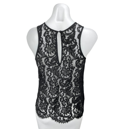 Aritzia Wilfred Black Lace Embroidered Floral Sleeveless Tank Blouse Top Size XS