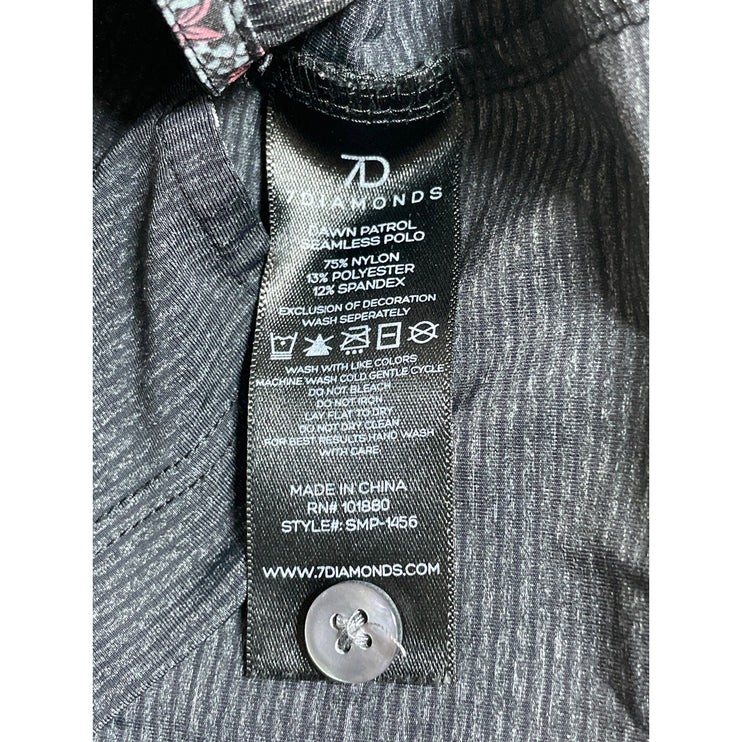 7 Diamonds Performance Men's Gray Collared Short Sleeve Slim Polo Shirt Top Sz M