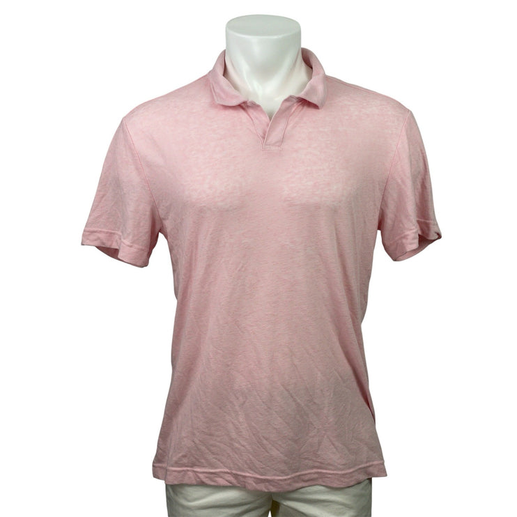 Banana Republic Men's Pink Linen Short Sleeve Golf Casual Polo Shirt Top Size M