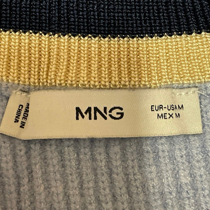 MNG Mango Women's Blue Sleeveless Deep V Neck Knit Vest Tank Sweater Top Size M