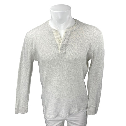 Gap Men's Gray Long Sleeve Waffle Knit Henley Crew Pullover Sweater Top Size M