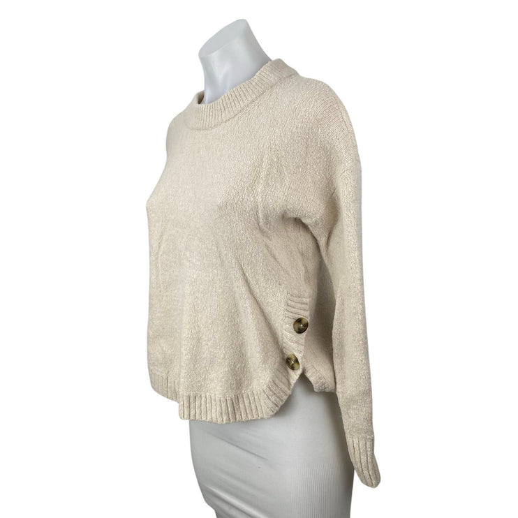 Madewell Women's Wool Crew Neck Long Sleeve Button Sweatshirt Sweater Top Sz XS