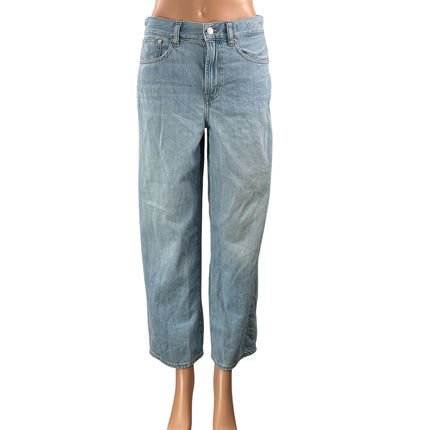 Madewell The Perfect Vintage Light Blue Cropped Wide Leg Denim Jeans Pants Sz 26