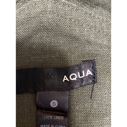 Aqua 100% Linen Women's Green Sleeveless Wide Leg Overall Romper Jumpsuit Size S