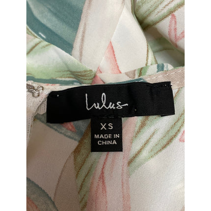 Lulus Thriving Moment Floral Cut Out Ruched Puff Sleeve Midi A-Line Dress Sz XS