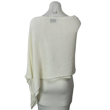 Princess Polly Rouse White Off The Shoulder Knit Flowy Poncho Wrap Cover Up S/M