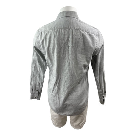Zara Men's Gray Long Sleeve Regular Fit Casual Button Down Shirt Top Size M